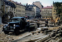 Rivningar i kv. Hägern Större. Till vänster Klarabergsgatan. I bakgrunden korsningen Klarabergsgatan - Drottninggatan.