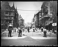 Stenläggning av Birger Jarlsgatan. Från Smålandsgatan norrut.