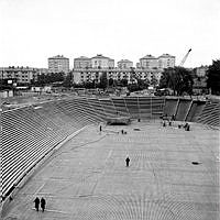 Johanneshovs isstadion, under uppbyggnad. (Invigd 4 november 195