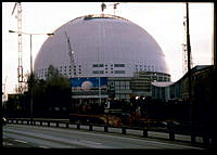 Johanneshov. Globen under byggnad. Från Nynäsvägen.