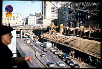 Södermalm. Vy över Söderlen mot Sankt Paulsgatans viadukt och Repslagargatan.