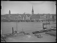 Vy från Söder Mälarstrand mot Gamla Stan och Järnvägsbron