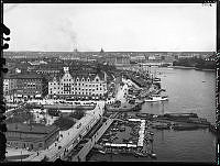 Utsikt från Katarinahissen över Slussen.