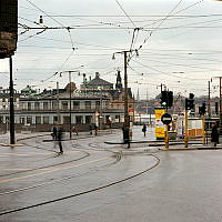 Södermalmstorg sett mot Kolingsborg, Slussen. Mot nordost. I fonden till höger Skeppsholmen.