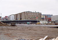 Medborgarhuset från väster över före detta spårområdet vid Södra Station.