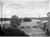 Utsikt från Stigberget mot Skeppsholmen, Kastellholmen och Djurgården.