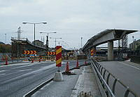 Vy söderut från Skanstullsbron mot Gullmarsplan och  Johanneshovsmotet. Söderledens på- och avfarter till Johanneshovsbron är under byggnad.