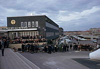 Servicebyggnad i Årsta Partihallar invigs den 20 oktober 1968. Invigningstalar gör borgarrådet Gösta Agrenius.