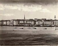 Vy mot Gamla Stan och Skeppsbron från Skeppsholmen.