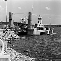 Vaxholm. Vy över nya färgläget vid Västerhamnen mot öster.