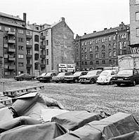 Majorsgatan - Nybrogatan med avriven tomt i kvarteret Brunfisken.