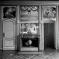 Sankt Paulsgatan 21 B, sal med spegel och öppen spis i van der Nootska palatset.