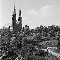 Vy över Högalidskyrkan och Högalidsparken från Hornsbruksgatan 1