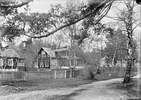 Vår i Furusund. Lill-Johns, Lillemor Norstedts hus med Villa Fridhem.