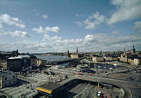 Utsikt från Katarinahissen över Slussen mot Gamla Stan.