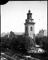 Maria Magdalena Kyrka västerifrån. Hornsgatan längst t.v.