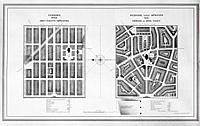 Ritningsförslag över stadsdel efter 1800-talets mönster och efter mönster början av 1900-talet. 1904.