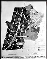 Ritningsförslag till stadsplan för municipalsamhället Ryd i Småland av P. Hallman 1914.