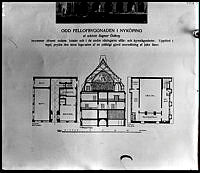 Byggnadsritning över Odd Fellowsbyggnad i Nyköping av arkitekt Ragnar Östberg.