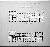 Ritning över Kongl. Tekniska Högskolan, kemiska byggnaden, Drottningen 95.