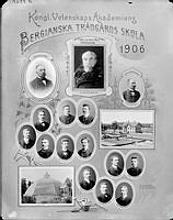 Kungliga Vetenskapsakademiens Bergianska Trädgårdsskola 1906. Porträtt av chefen och personalen.