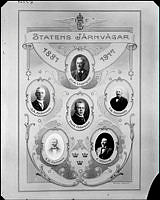 Statens järnvägar 1887-1917. Porträtt av  J.C.A. Lagerqvist, A. A. Andersson, Enoch Cederpalm, J. B. Malmsten, E.H. Karlsson och  J. Wiklund.