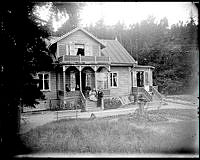 Familjen Alrutz på Skogsö i Saltsjöbaden samlade på verandatrappan.