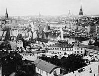 Utsikt från Katarinahissen över Slussen och Gamla Stan.