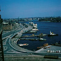 Skeppsbron och Strömmen. Vy från Katarinahissen.