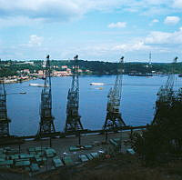 Utsikt från Fåfängan norrut mot Masthamnen, Saltsjön och Djurgården.