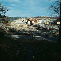 Vy från Hjorthagsparken mot byggandet av nya Lidingöbron.