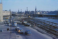 Ny trafikled skall dras fram utmed Klara sjö. Klarastrandsleden. Vy mot Stadshusbron.