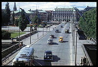 Norrbro sedd mot Gustav Adolfs Torg från Lejonbacken. Till vänster Riksplan.