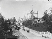 Stockholmsutställningen 1897, utsikt över Djurgårdsvägen.