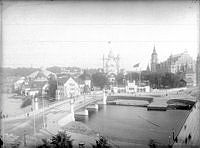 Stockholmsutställningen 1897. Vy från Strandvägen mot Djurgården..