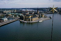 Vy från Stadshustornet över Riddarholmen och Gamla Stan. Mot sydost.