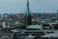 Utsikt från Storkyrkans torn över Norrmalm mot nordväst. I mitten Klara kyrka.