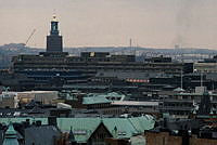 Utsikt från Hedvig Eleonora kyrka västerut över City. Till vänster Stadshusets torn.