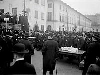 Inkvartering vid Karlbergs Slott i samband med Bondetåget i Stockholm 1914.