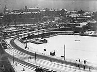 Slussen under ombyggnad. Slussen sedd mot Södermalm.