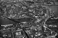 Flygbild över Slussen och Gamla Stan mot norr.