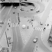 Slussens trafikplats från Katarinahissen.