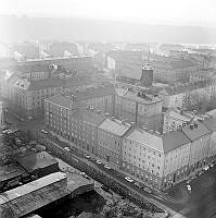 Utsikt från Skattehuset över dåvarande Västgötagatan (nuv. Tjurbergsg.) och dess korsning med Skånegatan (nuv. Hallandsg.), Kv. Vågskivan.