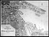 Ritningsförslag till stadsplan för Oskarshamn, 1905.