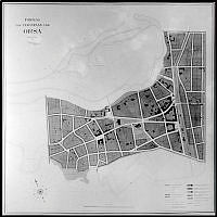 Ritningsförslag till stadsplan för Orsa av P. Hallman 1915.