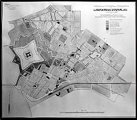 Ritningsförslag till utvidgning och förändring av Landskrona stadsplan av Fr. Lundbärg och P. Hallman 1902.