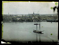 Strömmen. Skeppsholmen. Fregatten Vanadis till höger.