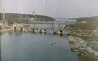 Vy över järnvägsbron och Gamla bron vid Stocksund , före 1937