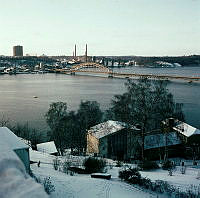 Gamla Lidingöbron (Ropstens-fästet) från Foresta på Lidingö.