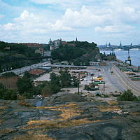 Utsikt från Fåfängan mot Folkungagatan, Tegelviksplan och Stadsgårdshamnen.